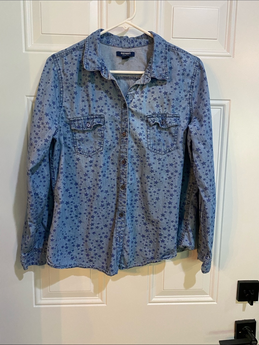 Old Navy Blue Star-Print Denim Button-Down Shirt